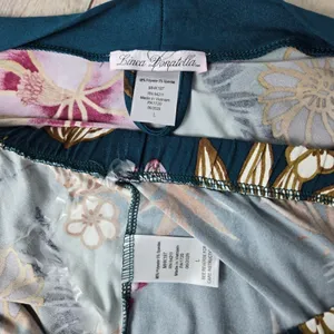Linea Donatella Teal Floral Robe & Pants MHK197 Large NWT Pajama Set thumbnail 6