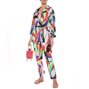 Farm Rio Women's Fresh Foliage Colorful Print Tie‎ Waist Casual Jacket Kimono XS thumbnail 2