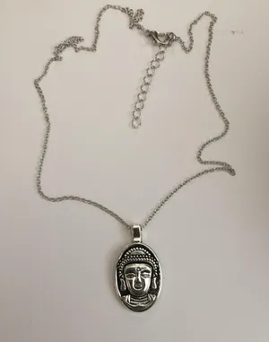 Handmade Buddha Head Tibetan Silver Chain Necklace thumbnail 2
