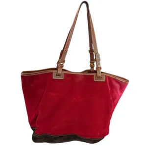 Dooney & Bourke Red Brown Suede Leather Tote Purse thumbnail 2