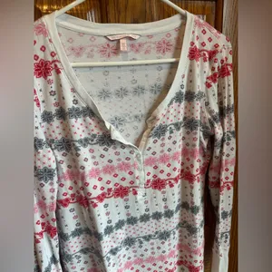Victoria’s Secret Fireside Two Piece Thermal Set Fair Isle Pajamas PJs Size L thumbnail 2