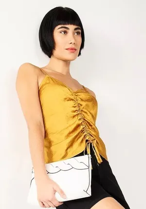 Nine West Ruched Drawstring Front Tank thumbnail 1