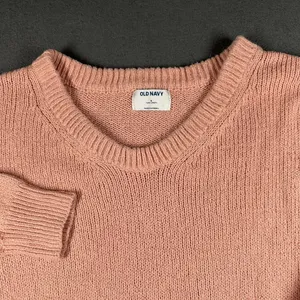 Old Navy Sweater Womens Small Pink Tunic Length‎ V Neck Long Sleeve 100% Cotton thumbnail 3