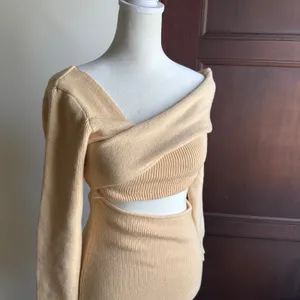 SHOWPO | Butter Cream Yellow Alabama Midi Knit Dress Off Shoulder Cutout Size 2 thumbnail 3