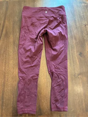 Lululemon Fast and Free Leggings 8 Crop 23" Burgundy Garnet Camo Mesh thumbnail 4