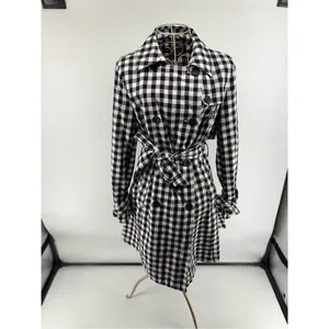 French Connection Gingham Trench Coat Women’s Small Black White Belted thumbnail 12