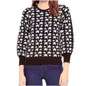 Parker Black and Silver Star Crewneck Long Sleeve Sweater Size Medium thumbnail 4