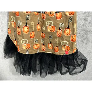 Halloween Bib Apron Handmade One Size Rhinestone BOO Black Tulle Pumpkins thumbnail 4