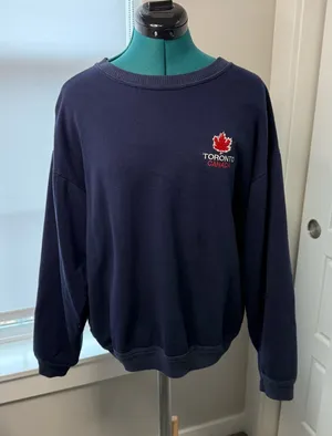 Vintage Navy Blue Toronto Canada Pullover Sweatshirt Cotton Blend Medium thumbnail 1