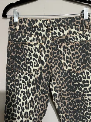OAT New York Cheetah Leopard Print High‎ Rise Slim Straight Denim Jeans thumbnail 8