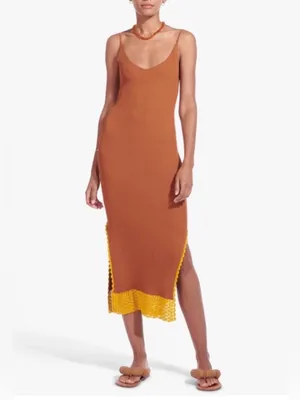 STAUD Pleasanton Crochet Trimmed Ribbed-Knit Cotton Midi Dress XL thumbnail 4