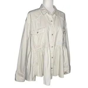 We The Free by‎ Free People "Dylan" Peplum Cotton Denim Shacket – Women's Large thumbnail 4