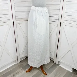 Free People Textured Cotton Side Slit Maxi Skirt White Large Pockets Drawstring‎ thumbnail 3