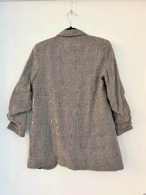 Zara Open Front Plaid Wool Blazer Academic Tailored School Girl Size XS thumbnail 7