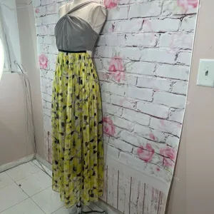 Ryu yellow floral accordion pleated halter maxi dress thumbnail 3
