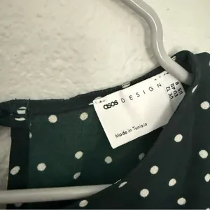 ASOS Design Hunter Green Cream Polka Dot Mini Dress Size 8 NWT thumbnail 6