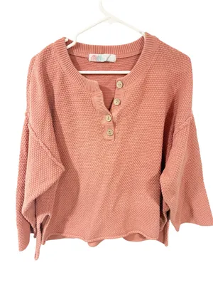 Free People Beach Rosie Pink Hailee Cotton Knit‎ Sweater Size Small thumbnail 1