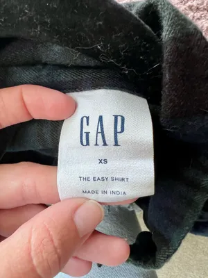 Gap Green and Navy Blue Plaid Button Down Flannel Shirt thumbnail 3