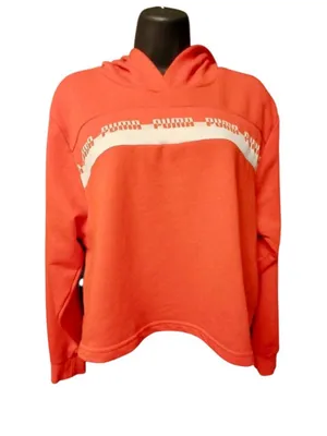 Puma Women's Bright Orange Cropped Pullover Hoodie - Size M - JC401 • Size: Medi thumbnail 1
