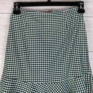 Zara green/white gingham Asymmetric ruffle Midi Skirt size XS thumbnail 5