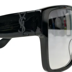 YSL - SAINT LAURENT Acetate Square SLM9 002 Sunglasses Black/Gray thumbnail 7