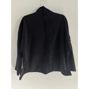 Womens‎ Lagenlook Sweatshirt Large Black Reversible Chunky Thick Travel Cotton thumbnail 3