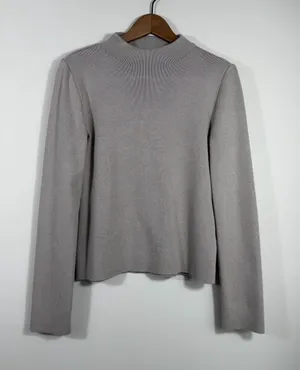 Cyrus Women’s Small Gray Mock Neck Ribbed Knit Stretch Sweater Top thumbnail 1
