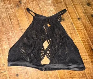 Victoria’s Secret black lace S racerback bralette thumbnail 1