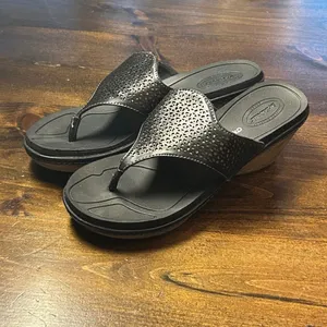 Dr. Scholl's Wedge Sandals 9 Black Advanced Comfort Summer Shoes Orthopedic thumbnail 2