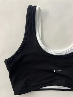 SET ACTIVE Formcloud Contrast Sports Bra Black White Medium thumbnail 3