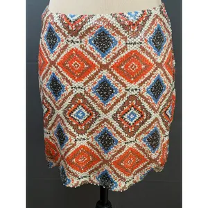 Francesca’s Sequin Bodycon Mini Skirt Multi Diamond Pattern Womens M Blue Size M thumbnail 2