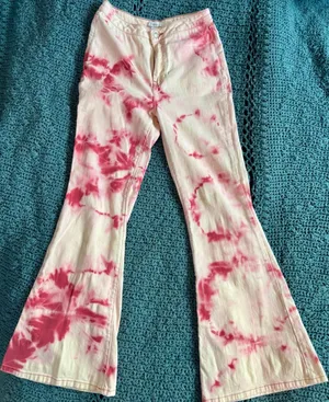 Forever 21 Pink Tie Dye Flare Jeans High Waisted Bell Bottoms Size 27 thumbnail 1