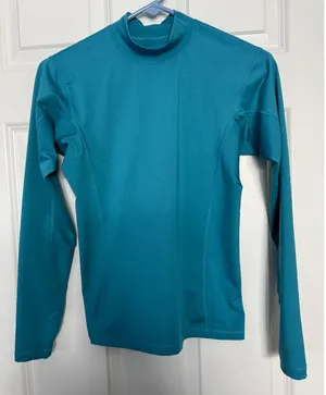 Patagonia Long Sleeve Shirt Teal Green Blue Mock Neck Vintage 71864 Women's M thumbnail 1
