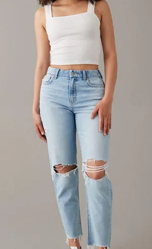 American Eagle Outfitters Mom Jeans Ripped thumbnail 1