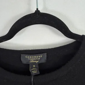 Charter Club Luxury 100% Cashmere Black Crew Sweater Capsole FLAW Womens Medium thumbnail 4