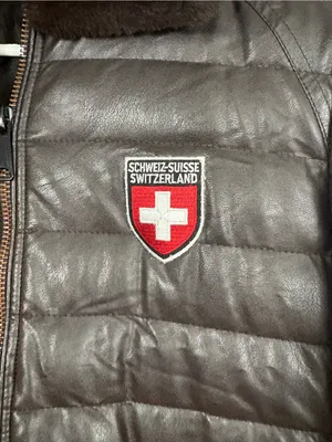 Woman’s Switzerland Patches Puffer Jacket Faux Fur Collar Medium Winter Warm thumbnail 3