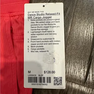 Lululemon Dance Studio Pants Relaxed Fit Mid Rise Cargo Jogger Glaze Pink Size M thumbnail 9