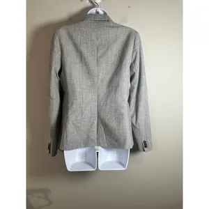 Banana Republic Grey Single Button Blazer Jacket‎ Heathered Size 8 Professional thumbnail 5