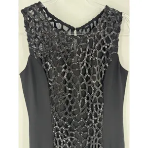 Joseph Ribkoff Black Sequin Mesh Overlay Sheath Dress‎ Womens 10 Sleeveless thumbnail 2