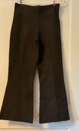 J Crew dark chocolate brown knit wide leg crop pants size medium preppy classic thumbnail 1