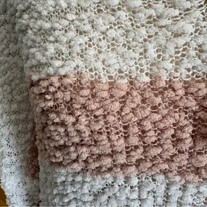 Reborn J Women’s Striped Popcorn Knit Hooded Sweater Peach Ivory Medium thumbnail 3
