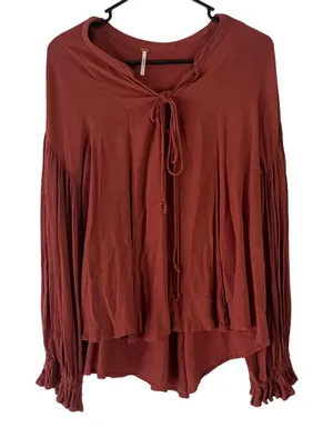 Free People Women's Size Small Burnt Orange Oversized‎ Boho Tunic Flowy Top thumbnail 1