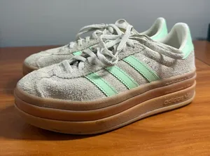 adidas Originals Gazelle Bold Sneakers Mint Green Grey Stacked Platform Suede K4 thumbnail 1