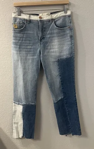 Gloria Vanderbilt x Chrisitian Siriano Miles Patchwork Ankle Jeans Women's 27/4‎ thumbnail 1