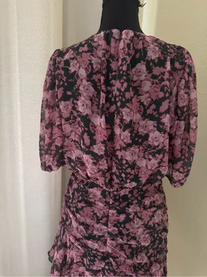 Chelsea28 Floral Chiffon Ruffle Mini Dress Pink Green Size 2 Wedding Guest thumbnail 7