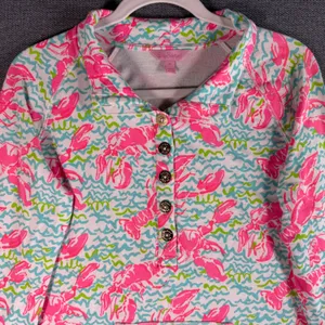Lilly Pulitzer Skipper Popover Pink Lobster Pullover Quarter Top Med Resortwear thumbnail 2