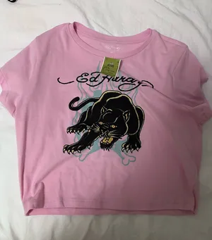 Ed hardy tee pink jaguar  thumbnail 1