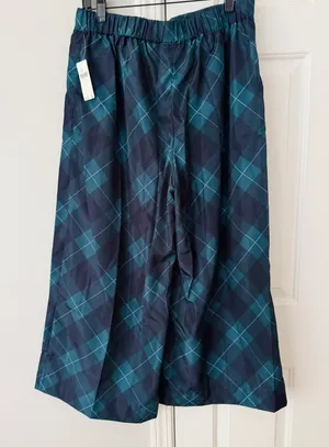 Anthropologie Maeve Taffeta Cropped Plaid Wide-Leg Pants, Size M thumbnail 11