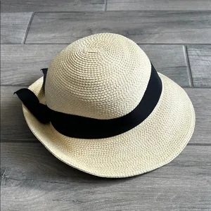 Elegant Cream Sun Hat with Black Band thumbnail 4