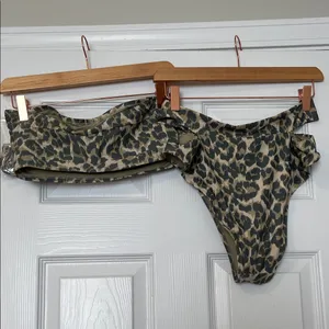 aerie Olive & Black Leopard Print Bikini Set thumbnail 2